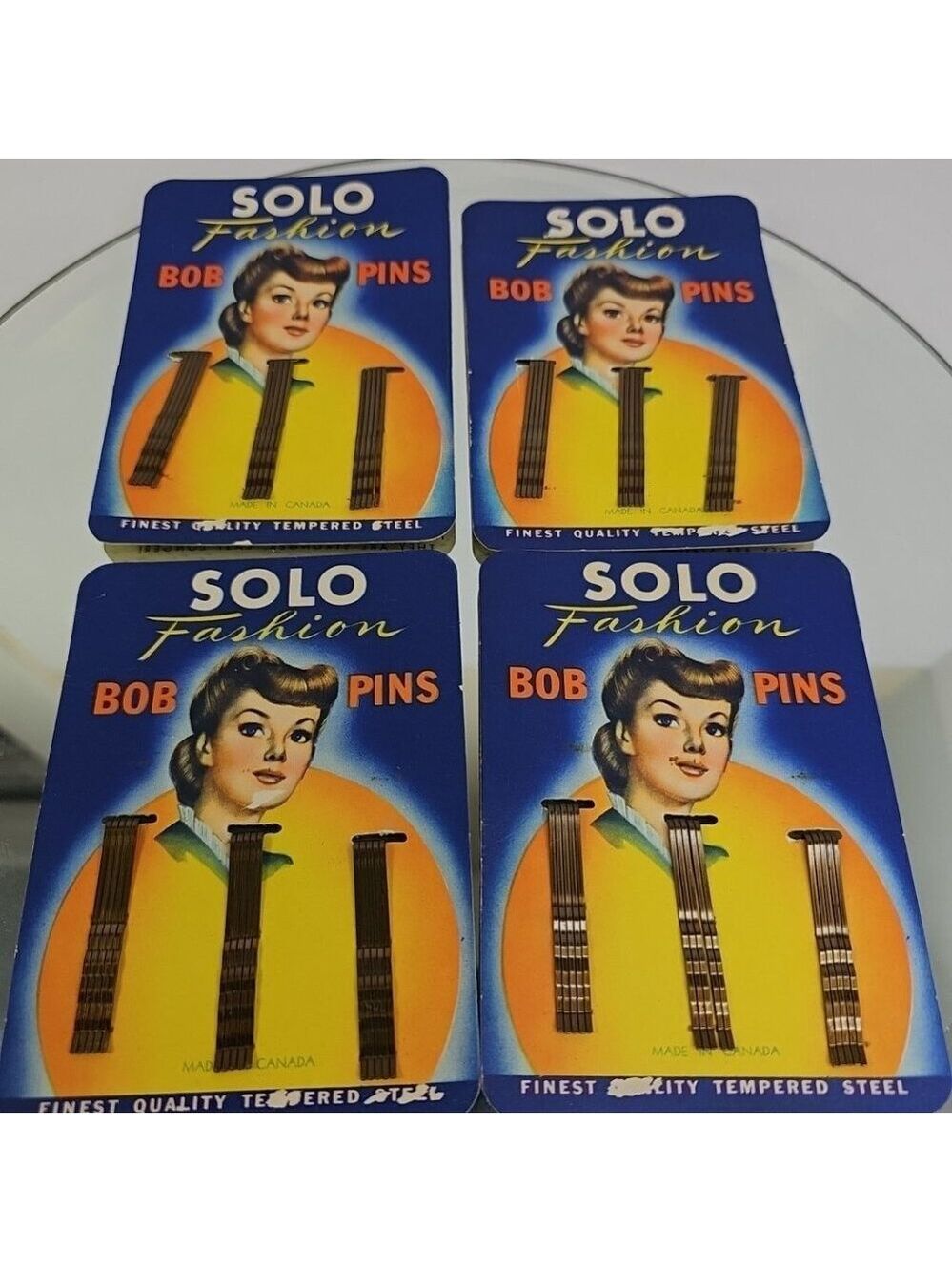 Solo Fashion Bob Pins New Old Stock Made in Canada Set Of 4 Packs: 30 Pins Total